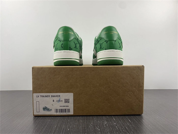 LV Nike Air Force 1 Low By Virgil Abloh White Green Stretchable 5143